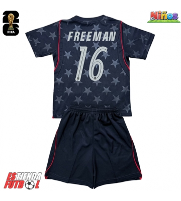 Estados Unidos Alex Freeman #16 Segunda Equipación Niños Mundial 2026 Manga Corta (+ Pantalones cortos)